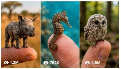TINY LIVING ANIMALS ON FINGERTIPS