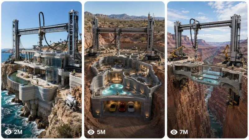 30SEC GIANT 3D MACHINE — EMPTY LAND TO LUXURY HOUSE