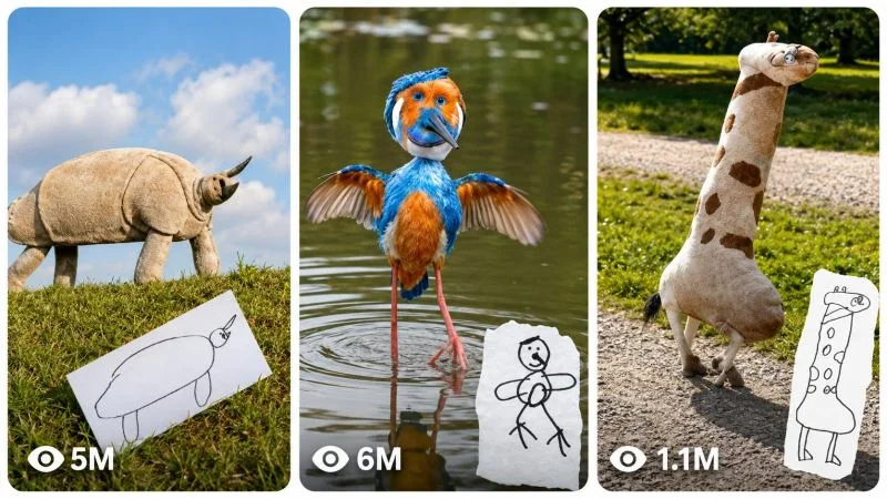 30-SECOND CHILD WEIRD DRAWING ANIMALS IN REALITY
